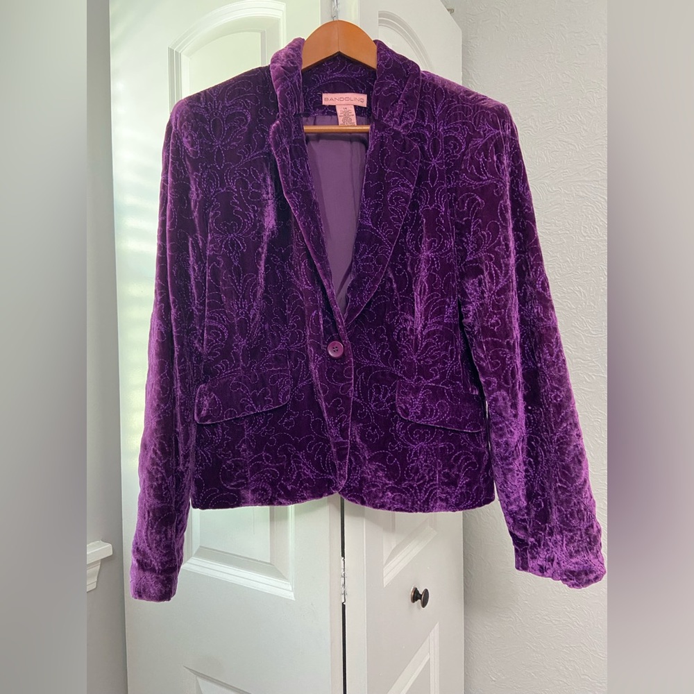 Vintage Bandolino Velvet Stitched Design Blazer